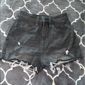 black distressed/ripped jean shorts